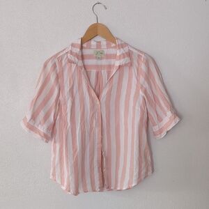 J. Crew Pink and White Striped Button Down Shirt